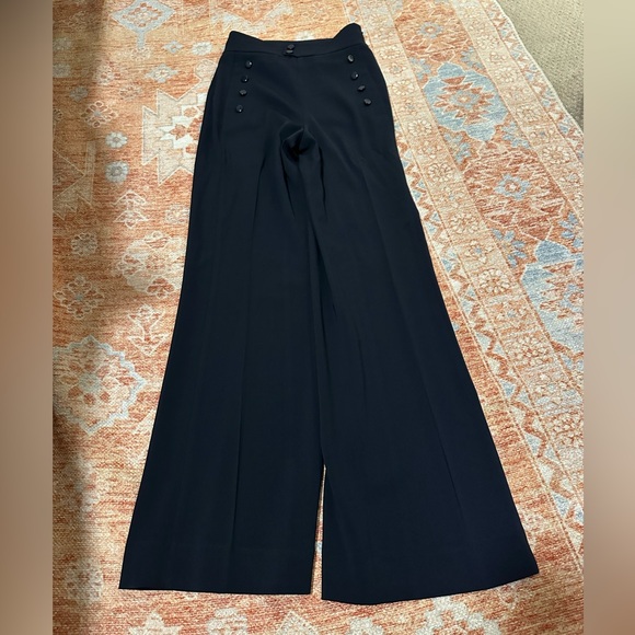 NWOT EQUIPMENT Andrae Trouser Button Accent Wide Leg High Rise Eclipse navy sz 0 - Picture 10 of 12
